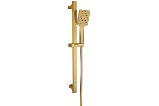 Sprchová souprava hranatá, posuvný držák 680mm, zlato mat