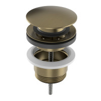 Umyvadlová výpust 5/4“, click-clack, velká zátka, 10-65mm, zlato mat