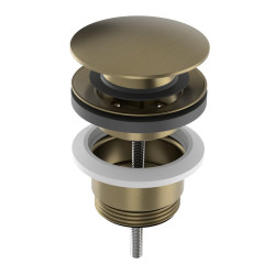 Umyvadlová výpust 5/4“, click-clack, velká zátka, 10-65mm, zlato mat