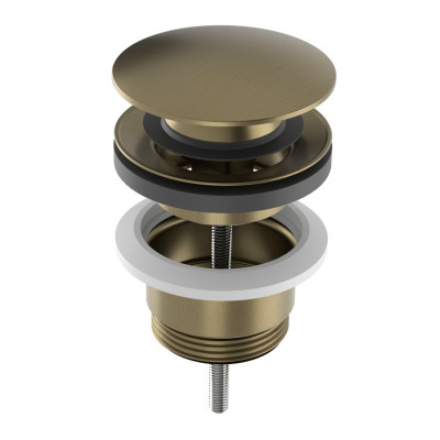 Umyvadlová výpust 5/4“, click-clack, velká zátka, 10-65mm, zlato mat