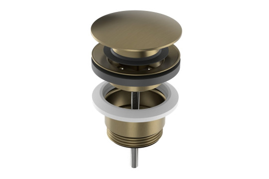 Umyvadlová výpust 5/4“, click-clack, velká zátka, 10-65mm, zlato mat