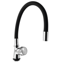 Stojánkový ventil 1/2", flexibilní ramínko, chrom/černá mat