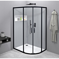 SIGMA SIMPLY BLACK čtvrtkruhová sprchová zástěna 1200x900 mm, R550, čiré sklo