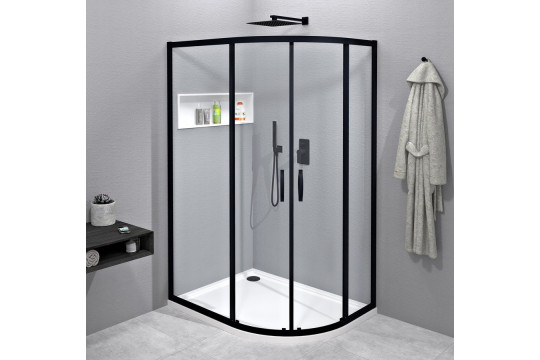 SIGMA SIMPLY BLACK čtvrtkruhová sprchová zástěna 1200x900 mm, R550, čiré sklo