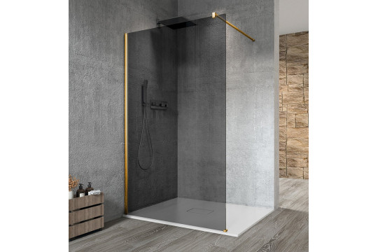 VARIO GOLD MATT jednodílná sprchová zástěna k instalaci ke stěně, kouřové sklo, 1200 mm