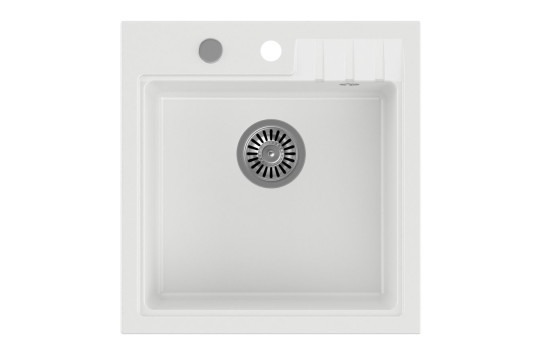 Granitový vestavný dřez mono, 50x52cm, bílá