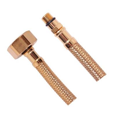 Flexibilní nerezová hadice M10x3/8", 35cm, zlatá