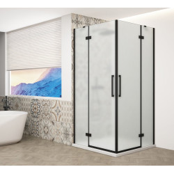 TRINITY BLACK čtvercový sprchový kout 800x800mm, rohový vstup, matné sklo