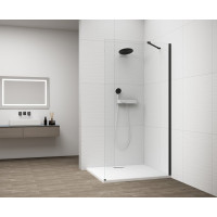 ESCA BLACK MATT jednodílná sprchová zástěna k instalaci ke stěně, sklo čiré, 1400 mm