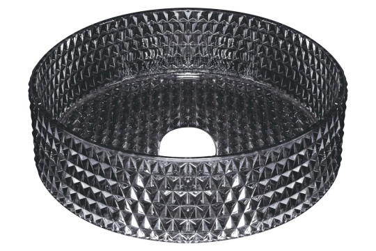 MARAGUA skleněné gravírované umyvadlo, průměr 39,5 cm, černá