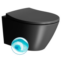 MODO závěsná WC mísa, Swirlflush, 37x52cm, černá dual-mat