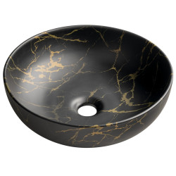 RONDANE keramické umyvadlo na desku Ø 41cm, portoro marmor RONDANE keramické umyvadlo na desku Ø 41cm, portoro marmor