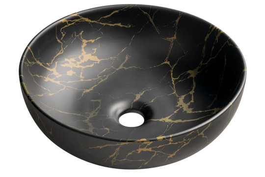 RONDANE keramické umyvadlo na desku Ø 41cm, portoro marmor RONDANE keramické umyvadlo na desku Ø 41cm, portoro marmor