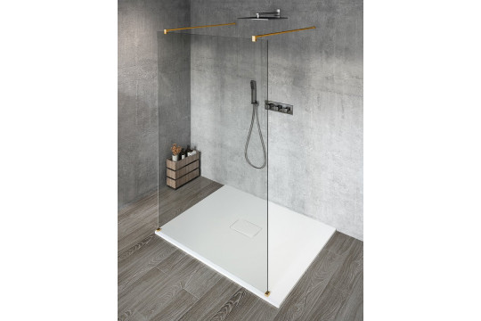 VARIO GOLD MATT jednodílná sprchová zástěna do prostoru, čiré sklo, 900 mm