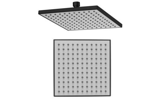 Hlavová sprcha, 200x200mm, ABS/černá mat