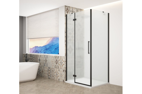 TRINITY BLACK čtvercový sprchový kout 900x900mm, matné sklo, levé