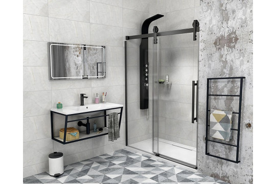 VOLCANO BLACK sprchové dveře 1600 mm, čiré sklo