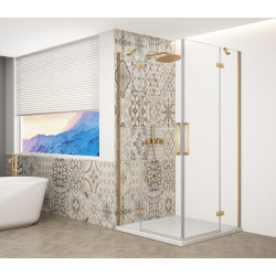 TRINITY GOLD MATT čtvercový sprchový kout 1100x1100mm, rohový vstup, čiré sklo
