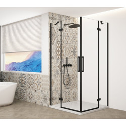 TRINITY BLACK čtvercový sprchový kout 1000x1000mm, rohový vstup, čiré sklo