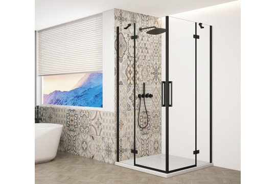 TRINITY BLACK čtvercový sprchový kout 1000x1000mm, rohový vstup, čiré sklo