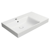 NUBES keramické umyvadlo 80x50cm, s odkládací plochou vpravo, bílá mat