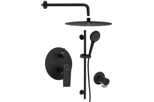 KAI podomítkový sprchový set s pákovou baterií, otočný přepínač, 2 výstupy, černá mat KAI podomítkový sprchový set s pákovou baterií, otočný přepínač, 2 výstupy, černá mat