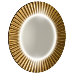 PRIDE kulaté zrcadlo s LED osvětlením v rámu ø 90cm, bronz
