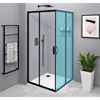 SIGMA SIMPLY BLACK sprchové dveře posuvné pro rohový vstup 900 mm, čiré sklo