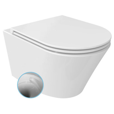 PACO závěsná WC mísa, Vortex Rimless, 36x53cm, bílá