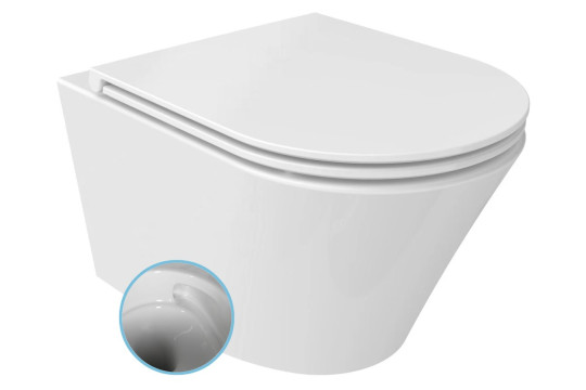 PACO závěsná WC mísa, Vortex Rimless, 36x53cm, bílá