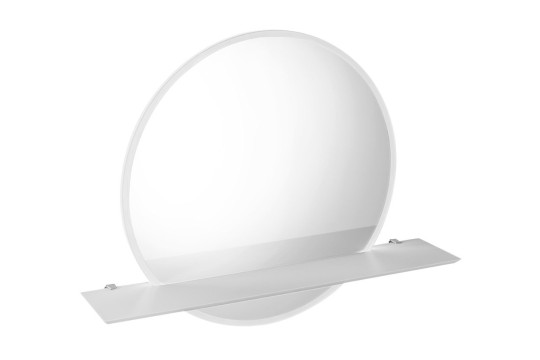 VISO kulaté LED podsvícené zrcadlo pr.70cm s Rockstone policí, bílá mat