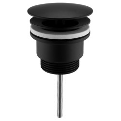 Umyvadlová výpust 5/4“, neuzavíratelná, velká zátka, 5-65mm, černá mat