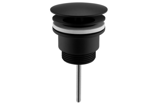 Umyvadlová výpust 5/4“, neuzavíratelná, velká zátka, 5-65mm, černá mat