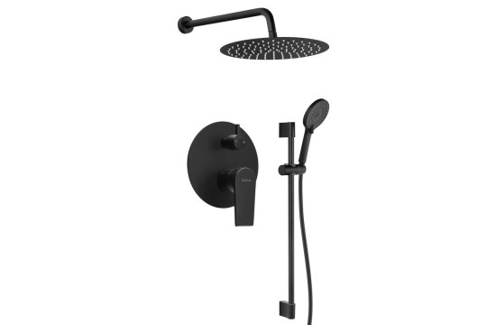 KAI podomítkový sprchový set s pákovou baterií, otočný přepínač, 2 výstupy, černá mat KAI podomítkový sprchový set s pákovou baterií, otočný přepínač, 2 výstupy, černá mat