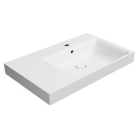 NUBES keramické umyvadlo 80x50cm, s odkládací plochou vlevo, bílá mat