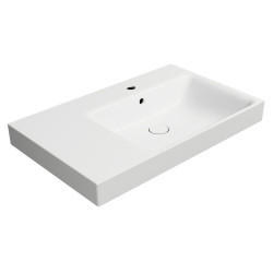 NUBES keramické umyvadlo 80x50cm, s odkládací plochou vlevo, bílá mat