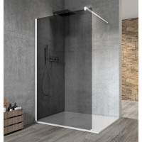 VARIO WHITE jednodílná sprchová zástěna k instalaci ke stěně, kouřové sklo, 800 mm