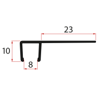 Set svislých těsnění pro sklo 8/8mm, 2000mm, černá (2ks)
