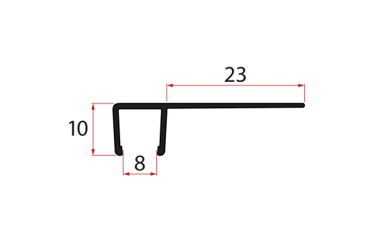 Set svislých těsnění pro sklo 8/8mm, 2000mm, černá (2ks)
