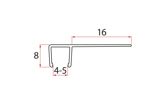 Set svislých těsnění pro sklo 5/5mm, 2000mm (2ks)