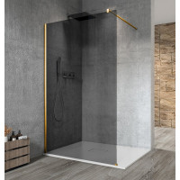 VARIO GOLD MATT jednodílná sprchová zástěna k instalaci ke stěně, kouřové sklo, 1100 mm