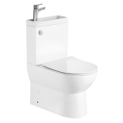 JALTA HYGIE WC kombi s umývátkem, Rimless, spodní/zadní odpad, bílá