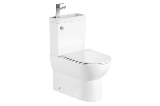 JALTA HYGIE WC kombi s umývátkem, Rimless, spodní/zadní odpad, bílá