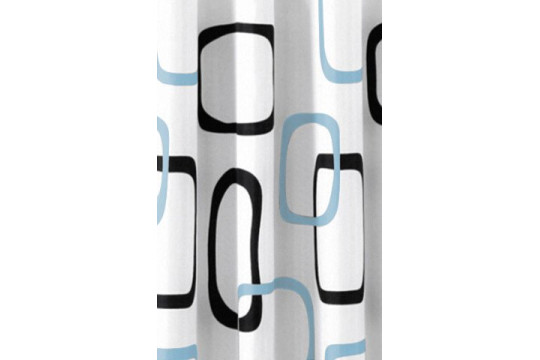Sprchový závěs 180x200cm, polyester, bílá/černá/modrá