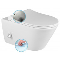 AVVA závěsná WC mísa Rimless, integrovaná baterie a bidet. sprška, 35,5x53 cm, bílá
