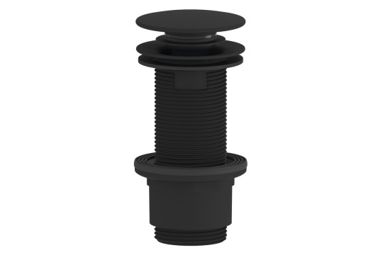 Umyvadlová výpust 5/4“, click-clack, velká zátka, 10-80mm, ABS/černá mat