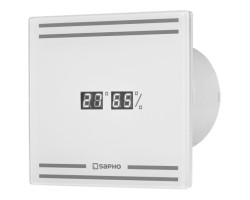 GLASS koupelnový ventilátor axiální s LED displejem, 8W, potrubí 100mm, bílá