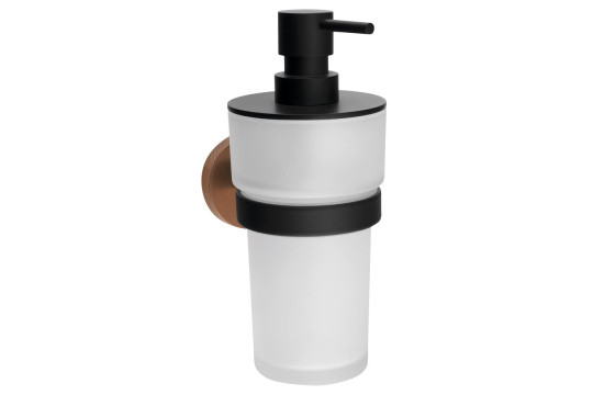 LARISSA dávkovač mýdla 250ml, mléčné sklo, černá/měď mat