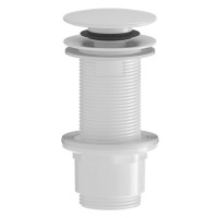 Umyvadlová výpust 5/4“, click-clack, velká zátka, 10-80mm, ABS/bílá