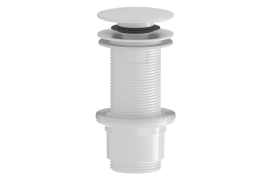 Umyvadlová výpust 5/4“, click-clack, velká zátka, 10-80mm, ABS/bílá